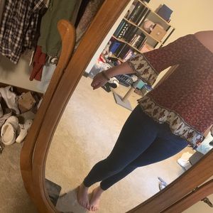 Red floral off the shoulder peasant top